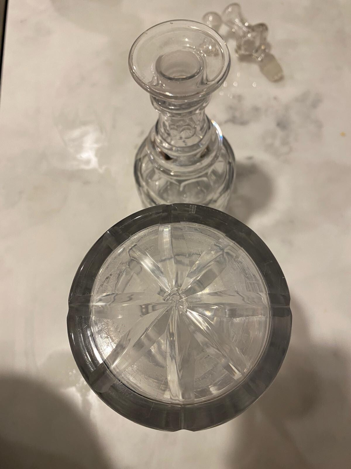 Rare Antique Pair Decanters C 1840 19th Cen Crystal Cut Glass Mallet Christmas