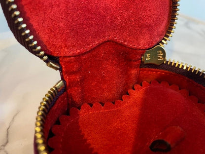 Authentic Valentines Day Mulberry Plaid Leather Heart Shaped Ring Box Designer