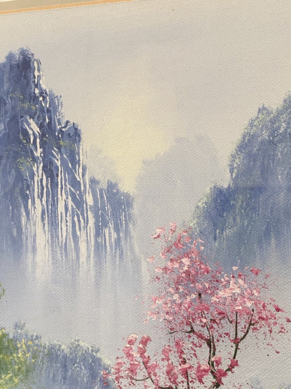 Vintage Chinese Landscape Oil Painting Huangshan Mountains 20th Century Asian