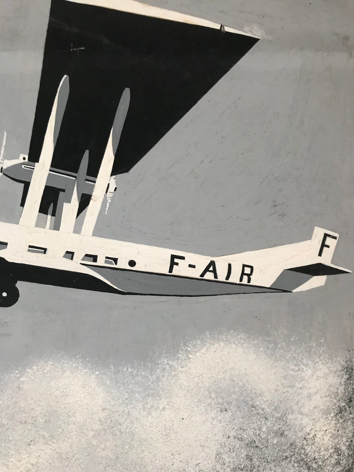Original Vintage Hand Painted Maquette Art Deco Travel Aviation Aeroplane Poster