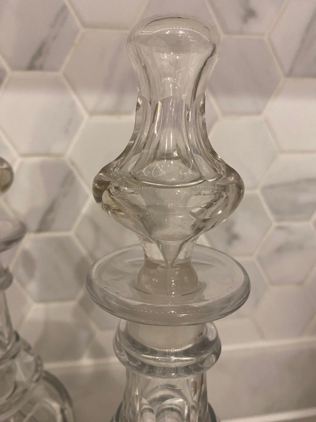 Rare Antique Pair Decanters C 1840 19th Cen Crystal Cut Glass Mallet Christmas