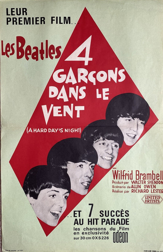 Rare Original Vintage A Hard Days Night Beatles French Film Movie Poster Affiche