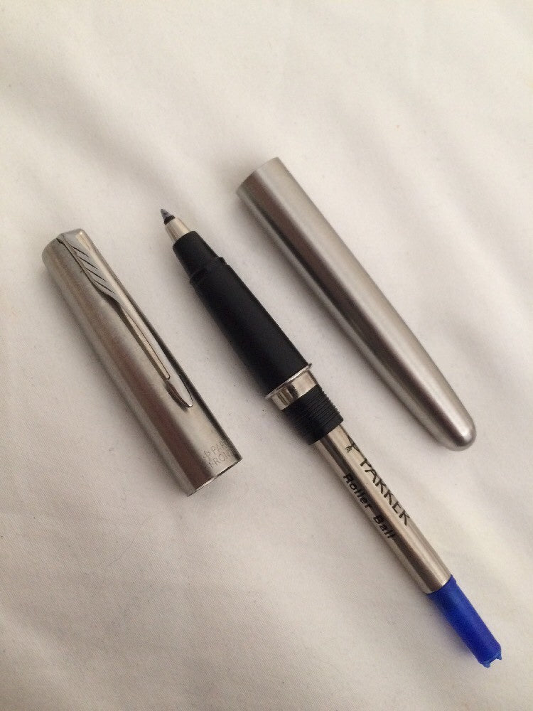Vintage Parker Frontier Ball Point Pen Silver Chrome