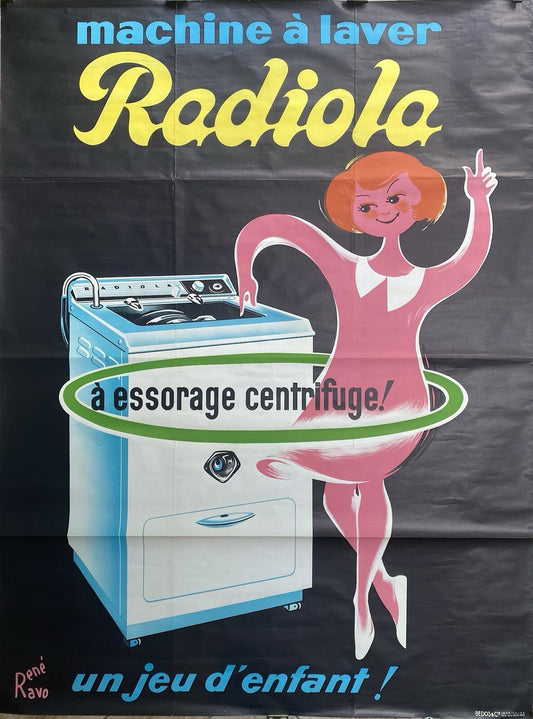 Orig Vintage Radiola French MidCentury Rene Ravo Advertising Affiche Plakat