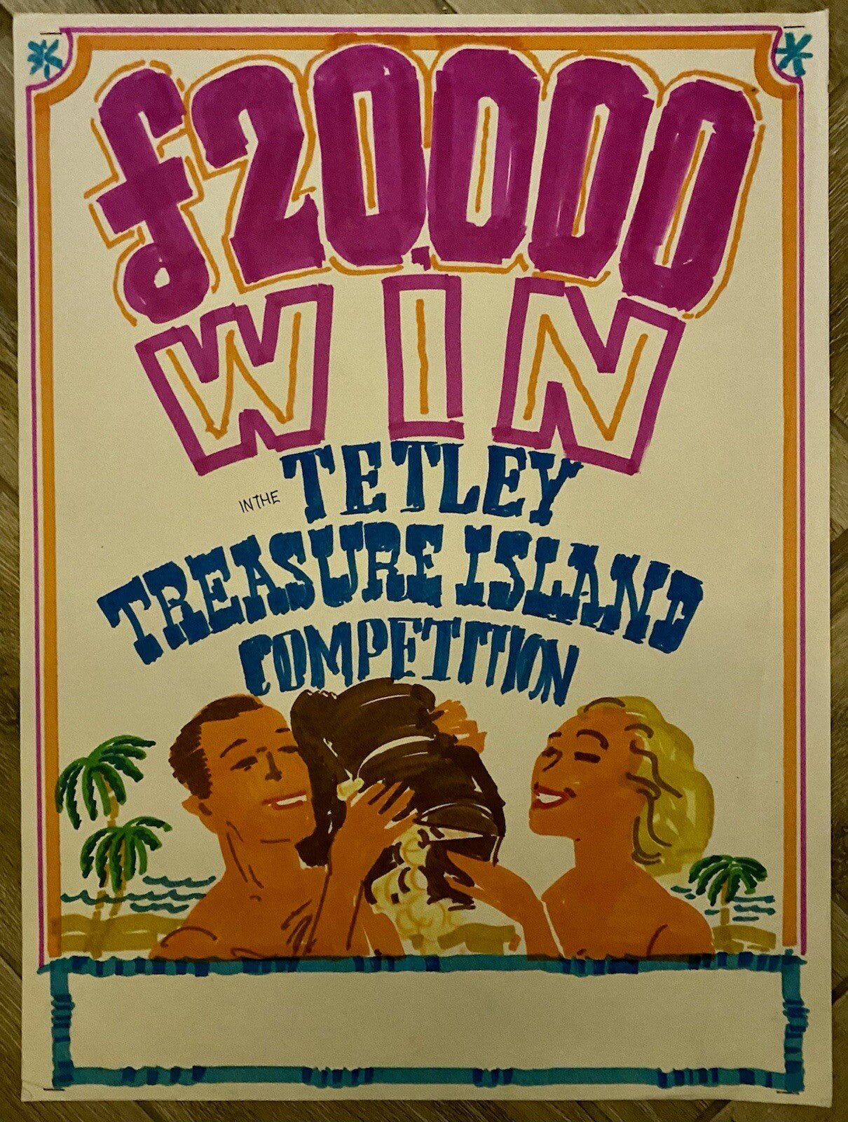 Original Vintage Hand Painted Advertising Poster Design Tetley Tea W Owen Ward