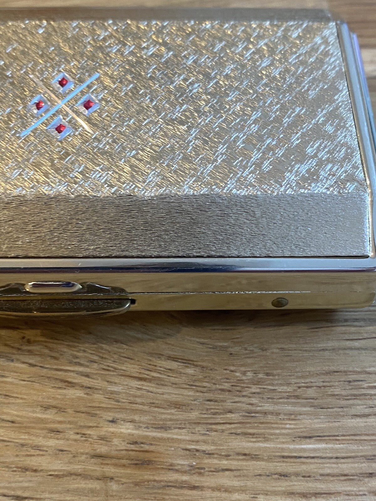 Stunning Rare Vintage Colibri Cigarette Vanity Case With Ruby Red Diamond Design