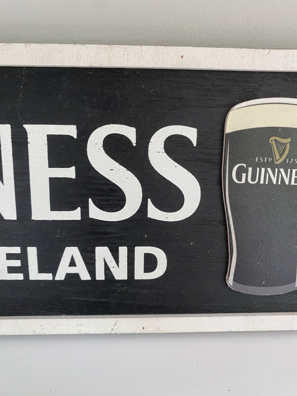 Original Official Guinness Wooden Sign Pint Ireland Irish Not Enamel Brewiana