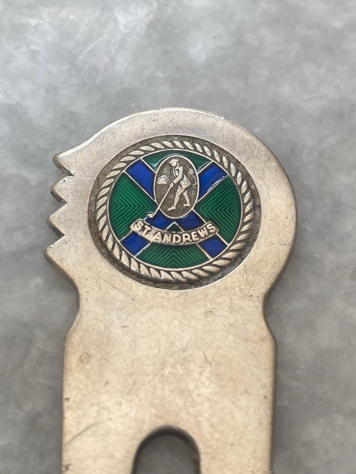 Solid Silver St Andrews Golf Scottish Enamel Pitch Mark Repair Course Hallmarks