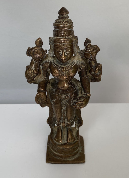 Antique Bronze Statue Vishnu Figure Sculpture 18th/ 19th Century Indian Hindu