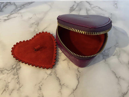 Authentic Valentines Day Mulberry Plaid Leather Heart Shaped Ring Box Designer