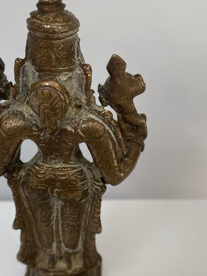 Antique Bronze Statue Vishnu Figure Sculpture 18th/ 19th Century Indian Hindu