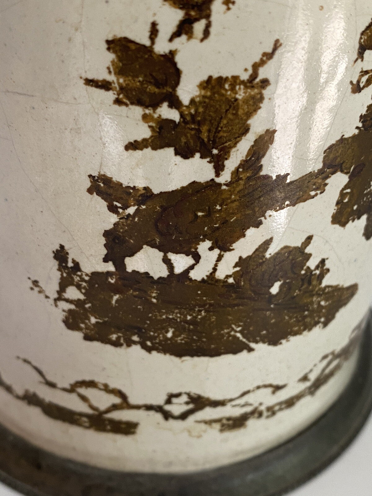 Rare Antique German Faience Pewter Beer Stein Schrezheim Factory Cold Painted