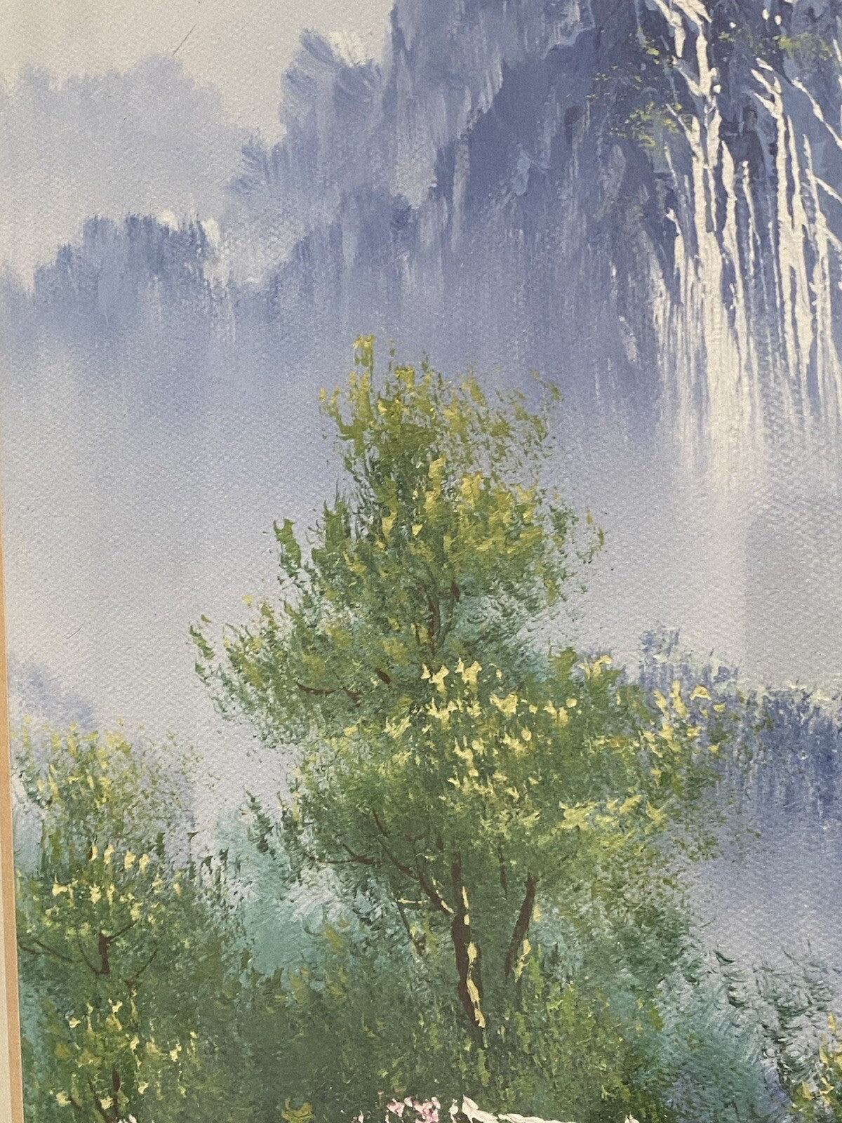 Vintage Chinese Landscape Oil Painting Huangshan Mountains 20th Century Asian
