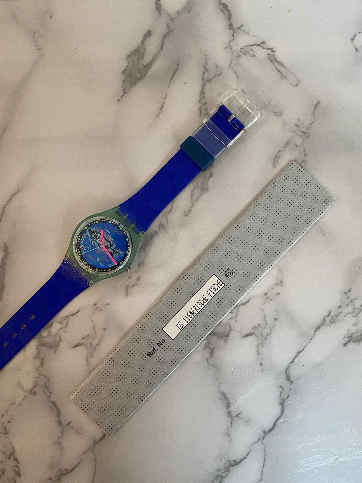 Swatch Vtg Frische 1992 Watch Boxed Papers Working Swiss Gents Mens Fish Quartz