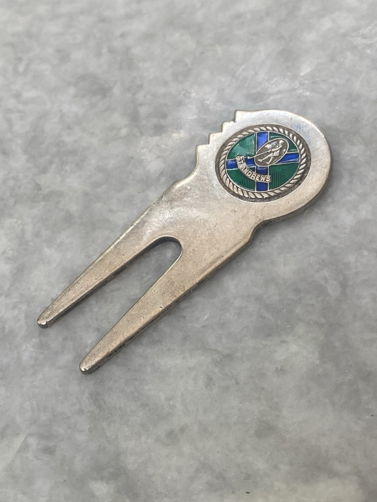 Solid Silver St Andrews Golf Scottish Enamel Pitch Mark Repair Course Hallmarks