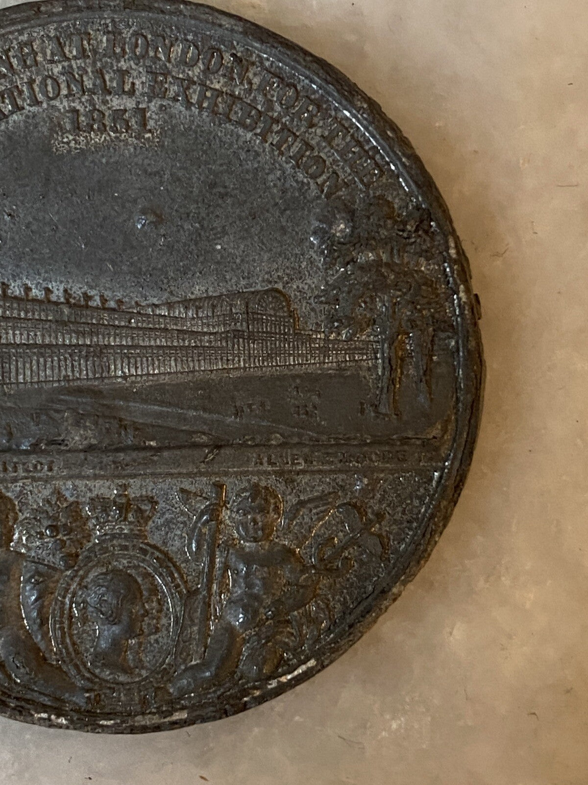 Antique 1851 Great Exhibition Queen Victoria Albert Medal Coin Crystal Palace
