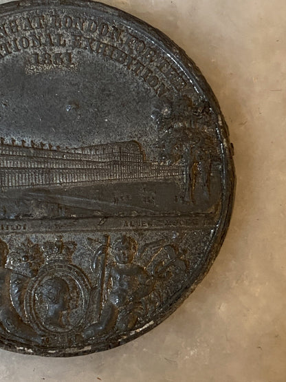Antique 1851 Great Exhibition Queen Victoria Albert Medal Coin Crystal Palace