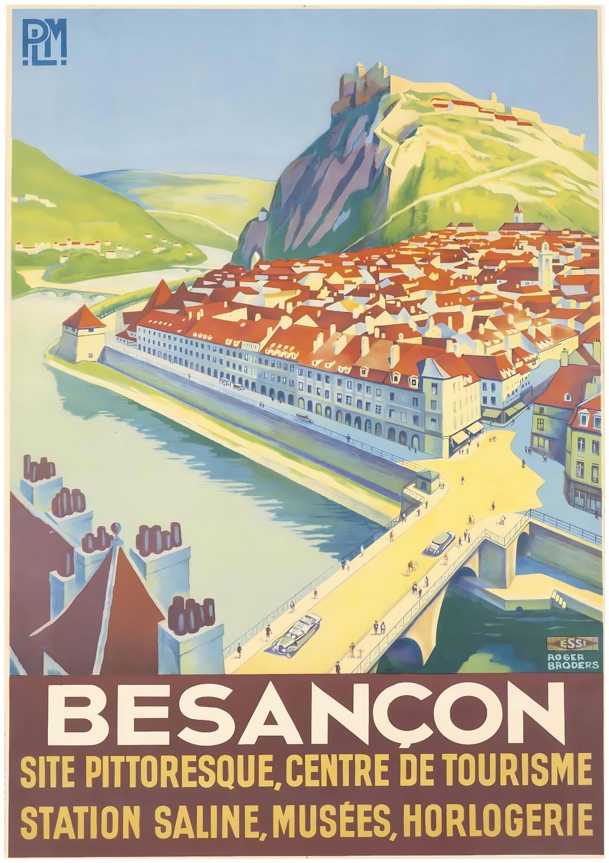 Roger Broders Besançon The Picturesque Site - French PLM Railway Art Deco Travel Poster Print