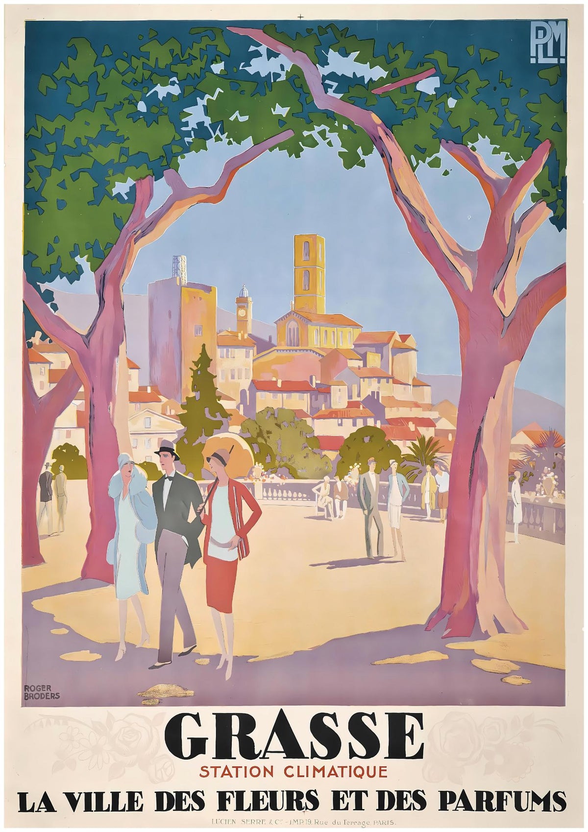 Roger Broders Grasse City of Flowers - French PLM Railway Art Deco Travel Poster Print