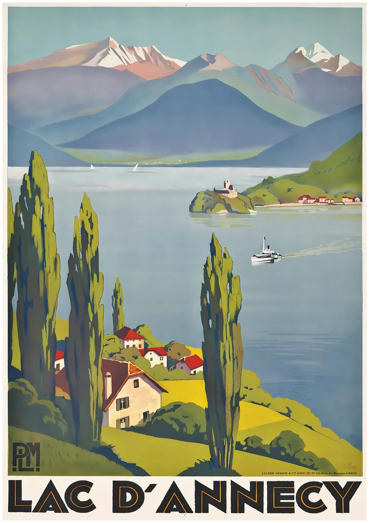 Roger Broders Lac d’Annecy - French Alps PLM Railway Art Deco Travel Poster Print