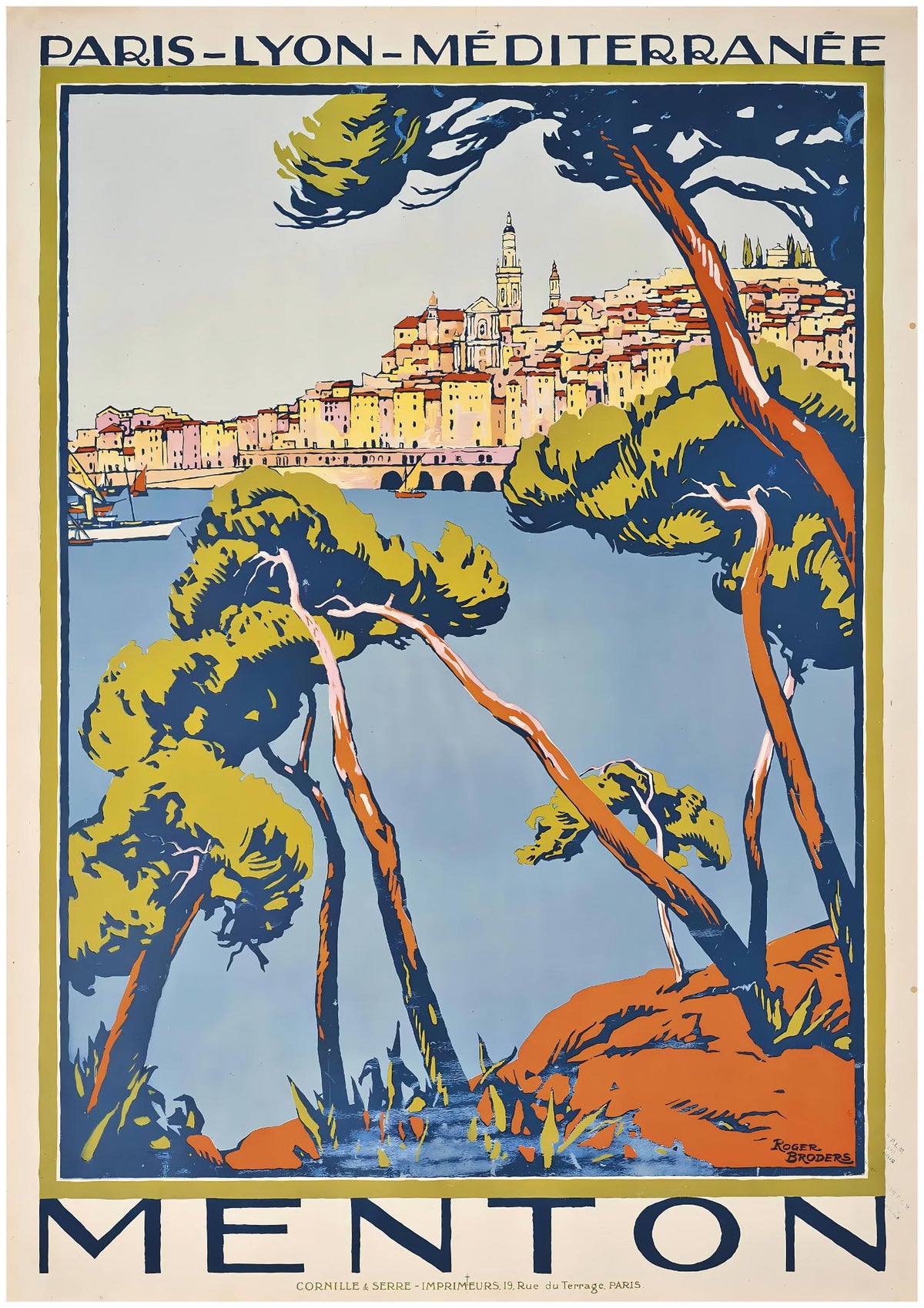 Roger Broders Menton Pearl of France - French PLM Railway Art Deco Travel Poster Print