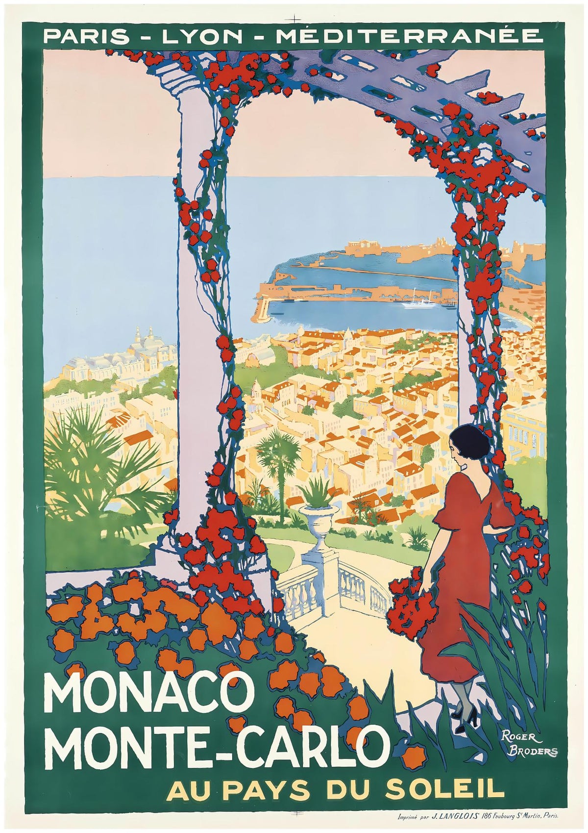 Roger Broders Monaco Monte-Carlo Au Pays du Soleil - French PLM Railway Art Deco Travel Poster Print