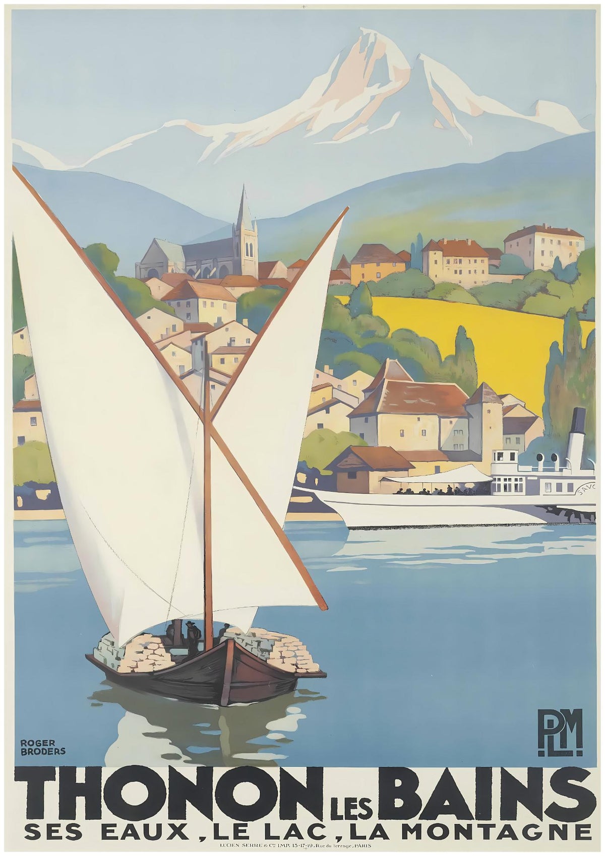Roger Broders Thonon-les-Bains - French PLM Railway Art Deco Travel Poster Print