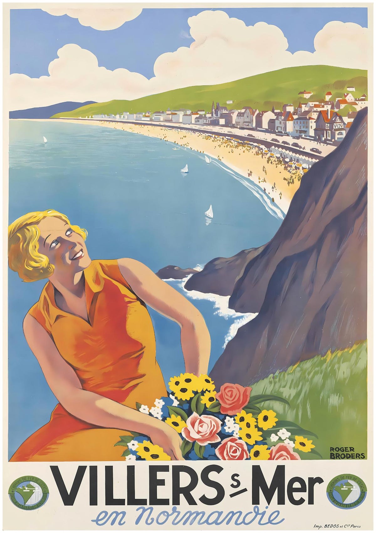 Roger Broders Villers-sur-Mer - Normandy Coast French Railway Art Deco Travel Poster Print