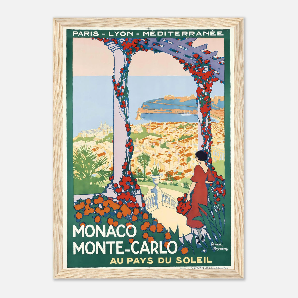 Roger Broders Monaco Monte-Carlo Au Pays du Soleil - French PLM Railway Art Deco Travel Poster Print