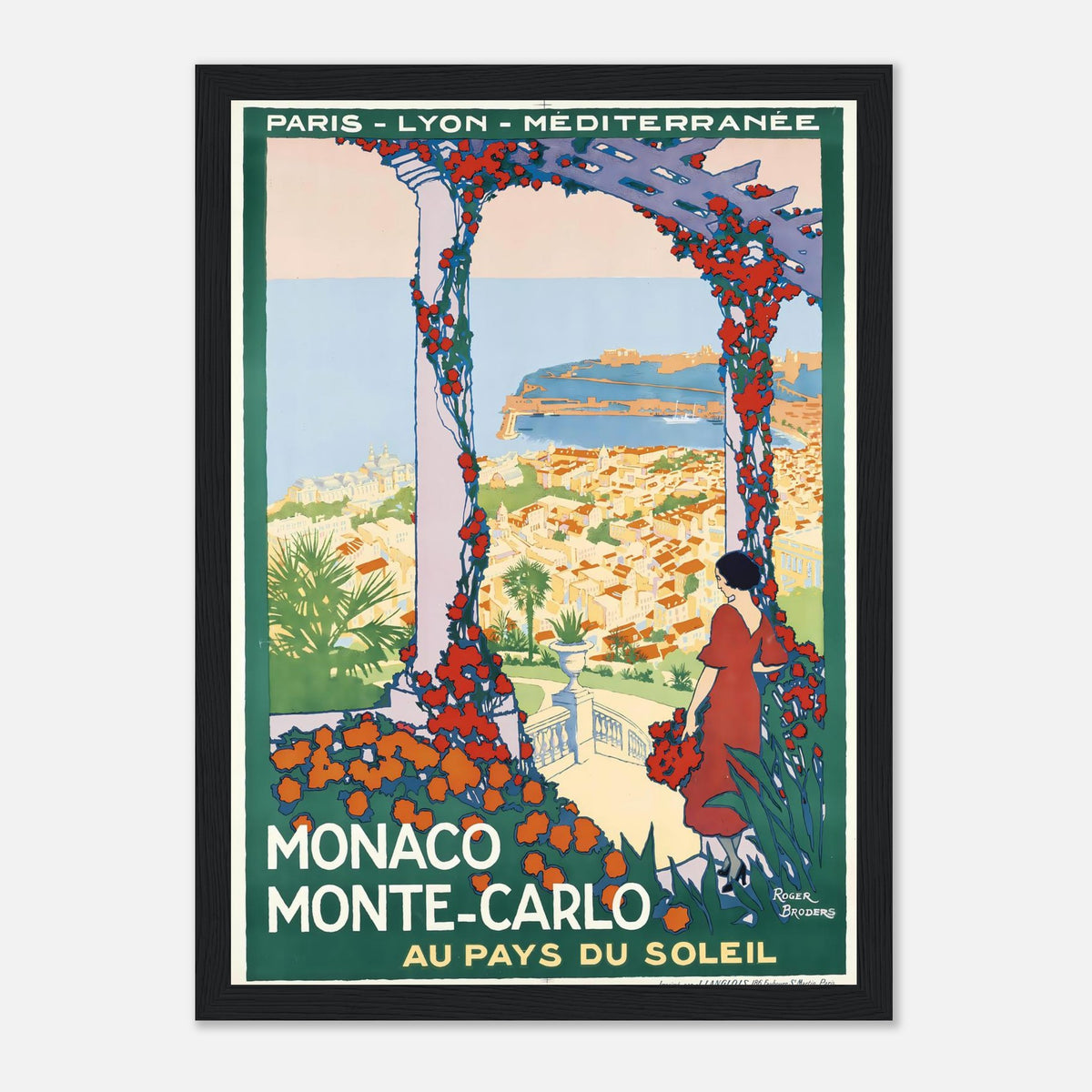 Roger Broders Monaco Monte-Carlo Au Pays du Soleil - French PLM Railway Art Deco Travel Poster Print