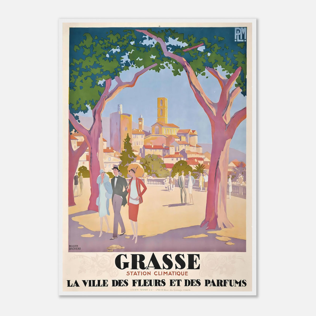 Roger Broders Grasse City of Flowers - French PLM Railway Art Deco Travel Poster Print