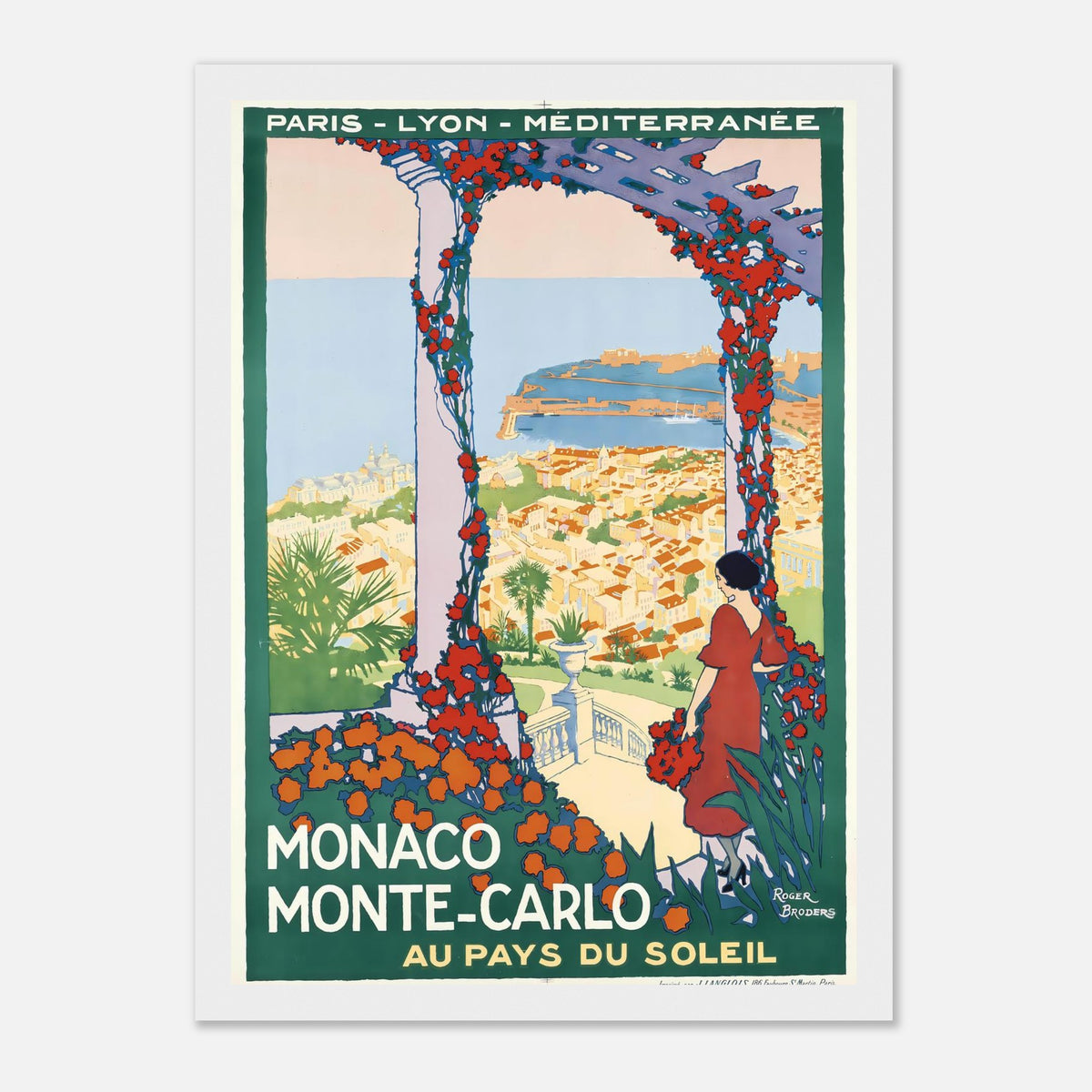 Roger Broders Monaco Monte-Carlo Au Pays du Soleil - French PLM Railway Art Deco Travel Poster Print