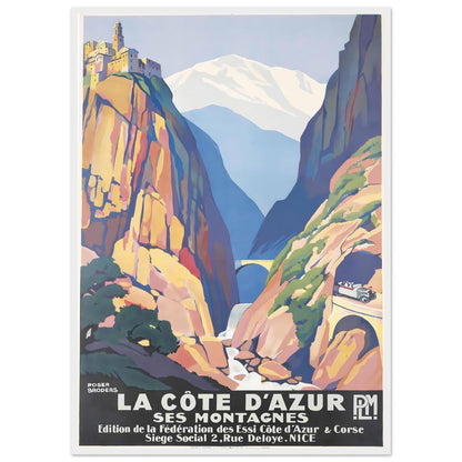 A minimalist white wooden frame with a smooth finish, showcasing a vintage travel poster.